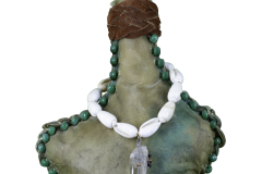 Elk Vessel with Elk Antler Button and Wild Turkey Feathers